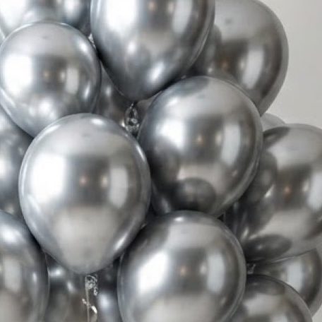 Chrome Silver Latex Balloons (25-pack) — detail view