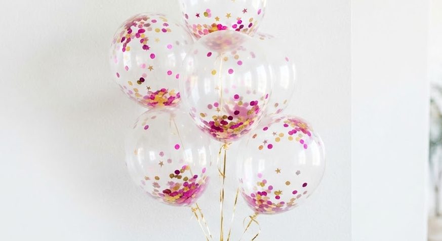 Confetti-Filled Clear Balloons (5-pack) — detail view