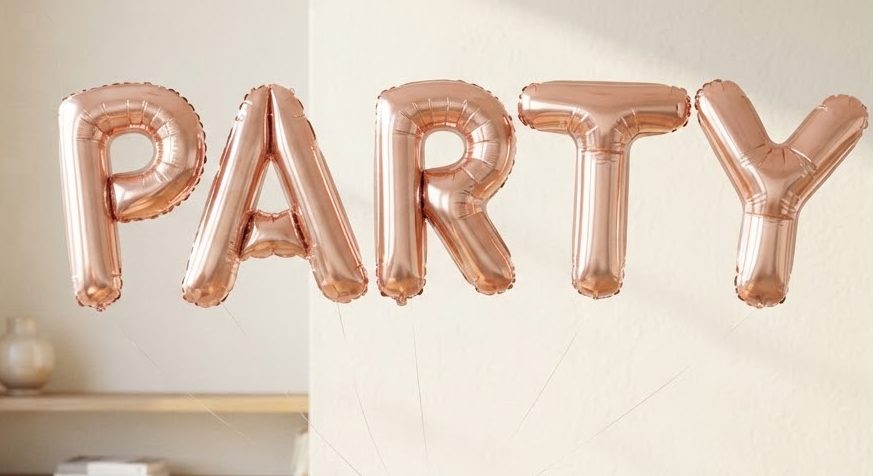 Rose Gold Letter Balloons 'PARTY' — detail view